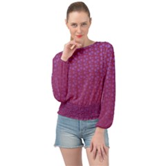 Background Polka Pattern Pink Banded Bottom Chiffon Top