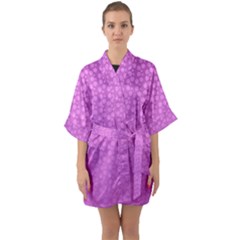 Background Polka Pink Half Sleeve Satin Kimono 