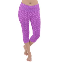 Background Polka Pink Lightweight Velour Capri Yoga Leggings