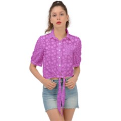 Background Polka Pink Tie Front Shirt 