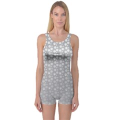 Background Polka Grey One Piece Boyleg Swimsuit