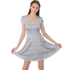 Background Polka Grey Cap Sleeve Dress