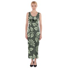 Flowers Pattern Spring Nature Fitted Maxi Dress