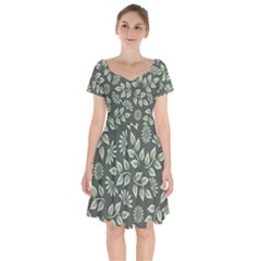 Flowers Pattern Spring Nature Short Sleeve Bardot Dress