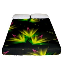 Floral Abstract Lines Fitted Sheet (california King Size) by HermanTelo