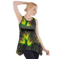 Floral Abstract Lines Side Drop Tank Tunic