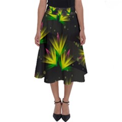Floral Abstract Lines Perfect Length Midi Skirt