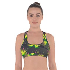 Floral Abstract Lines Cross Back Sports Bra