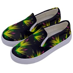 Floral Abstract Lines Kids  Canvas Slip Ons by HermanTelo