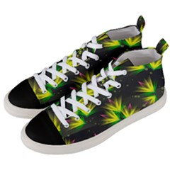 Floral Abstract Lines Men s Mid-top Canvas Sneakers by HermanTelo