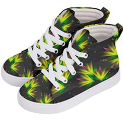 Floral Abstract Lines Kids  Hi-top Skate Sneakers