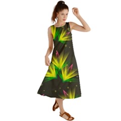 Floral Abstract Lines Summer Maxi Dress by HermanTelo