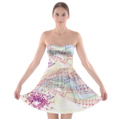 Music Notes Abstract Strapless Bra Top Dress