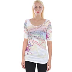 Music Notes Abstract Wide Neckline Tee