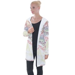 Music Notes Abstract Longline Hooded Cardigan