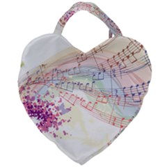 Music Notes Abstract Giant Heart Shaped Tote