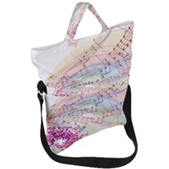 Music Notes Abstract Fold Over Handle Tote Bag