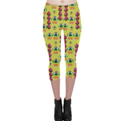 Power Can Be Flowers And Ornate Colors Decorative Capri Leggings  by pepitasart