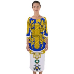 Coat Of Arms Of The French Republic Quarter Sleeve Midi Bodycon Dress by abbeyz71