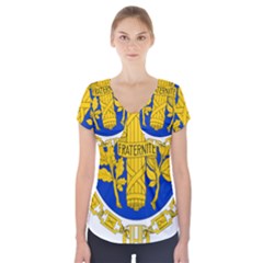 Coat Of Arms Of The French Republic Short Sleeve Front Detail Top by abbeyz71