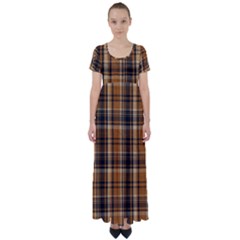 Tartan Design High Waist Short Sleeve Maxi Dress by impacteesstreetwearfour