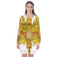 French Republic Diplomatic Emblem Long Sleeve Chiffon Shift Dress  by abbeyz71