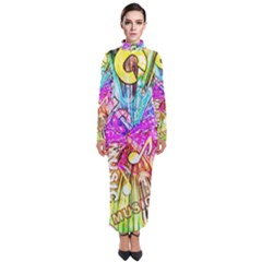 Music Abstract Sound Colorful Turtleneck Maxi Dress
