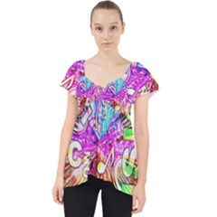 Music Abstract Sound Colorful Lace Front Dolly Top by Mariart