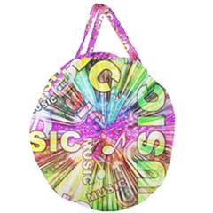 Music Abstract Sound Colorful Giant Round Zipper Tote
