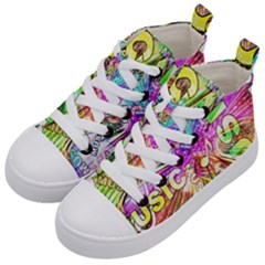 Music Abstract Sound Colorful Kids  Mid-top Canvas Sneakers