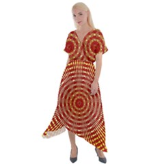 Pattern Background Structure Cross Front Sharkbite Hem Maxi Dress by Alisyart