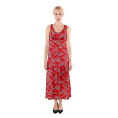 Background Abstraction Red Gray Sleeveless Maxi Dress
