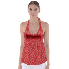 Background Abstraction Red Gray Babydoll Tankini Top