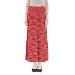 Background Abstraction Red Gray Full Length Maxi Skirt