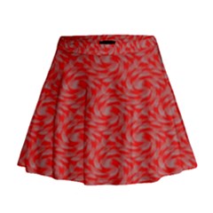 Background Abstraction Red Gray Mini Flare Skirt