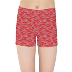 Background Abstraction Red Gray Kids  Sports Shorts by HermanTelo