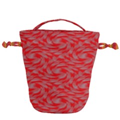 Background Abstraction Red Gray Drawstring Bucket Bag by HermanTelo