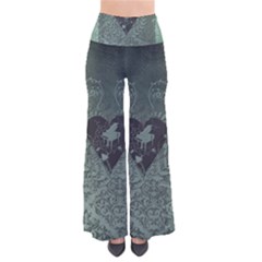 Elegant Heart With Piano And Clef On Damask Background So Vintage Palazzo Pants by FantasyWorld7