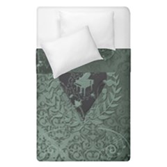 Elegant Heart With Piano And Clef On Damask Background Duvet Cover Double Side (single Size) by FantasyWorld7