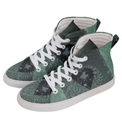 Elegant Heart With Piano And Clef On Damask Background Men s Hi-top Skate Sneakers by FantasyWorld7
