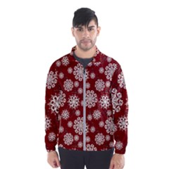 Snowflakes On Red Men s Windbreaker by bloomingvinedesign