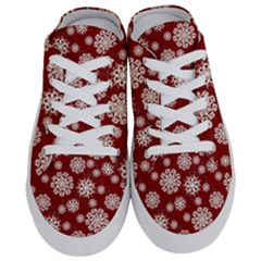 Snowflakes On Red Half Slippers by bloomingvinedesign