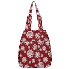 Snowflakes On Red Center Zip Backpack by bloomingvinedesign