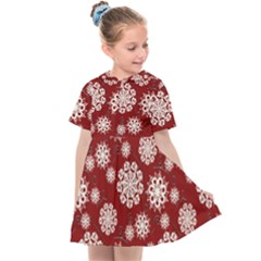 Snowflakes On Red Kids  Sailor Dress