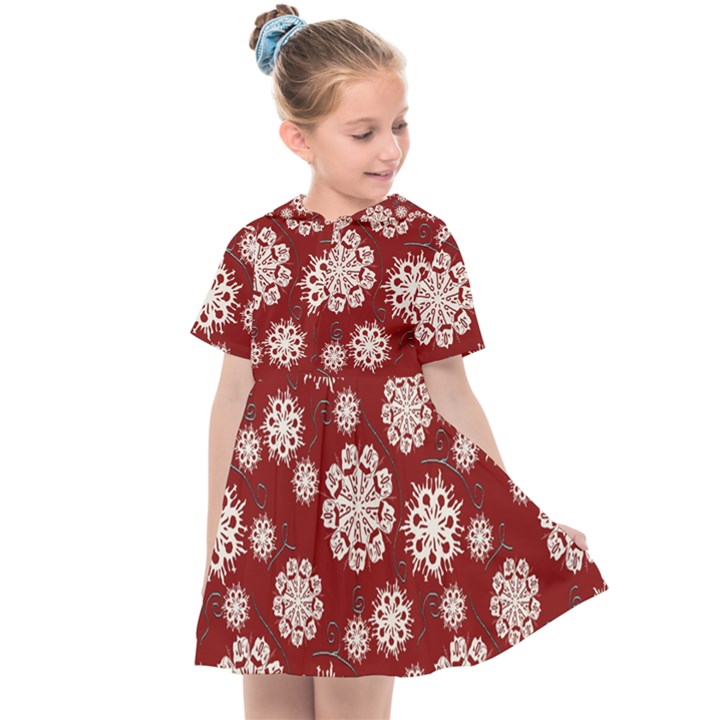 Snowflakes on Red Kids  Sailor Dress