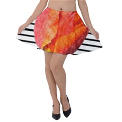 Tulip Watercolor Red And Black Stripes Velvet Skater Skirt by picsaspassion