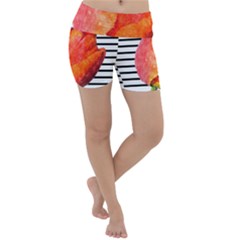 Tulip Watercolor Red And Black Stripes Lightweight Velour Yoga Shorts