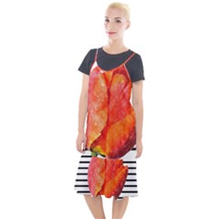 Tulip Watercolor Red And Black Stripes Camis Fishtail Dress