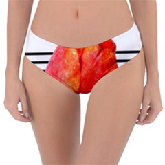 Tulip Watercolor Red And Black Stripes Reversible Classic Bikini Bottoms by picsaspassion