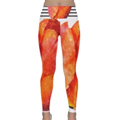 Tulip Watercolor Red And Black Stripes Lightweight Velour Classic Yoga Leggings